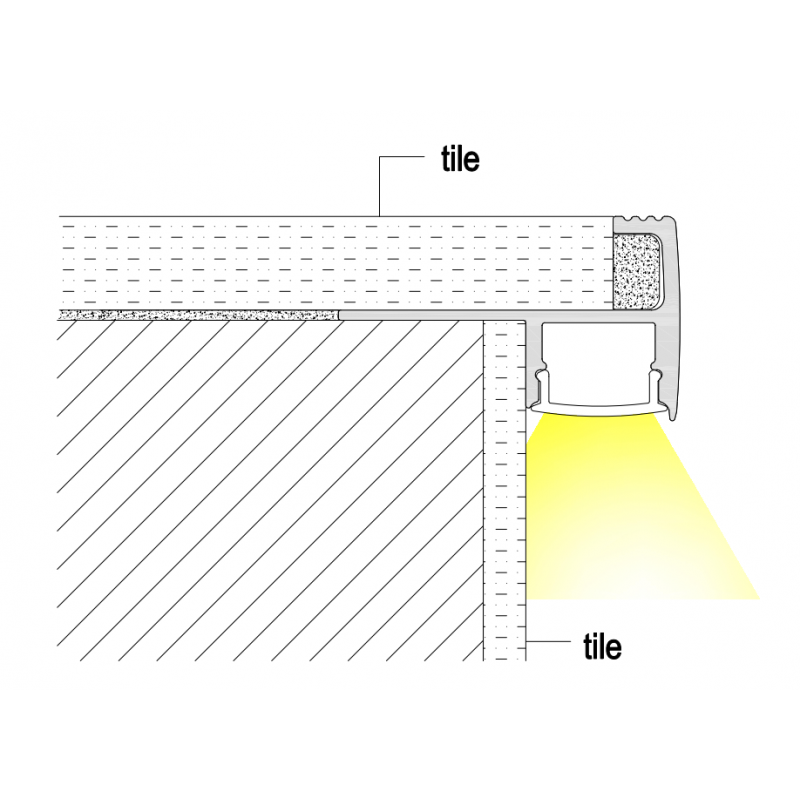 ELITE LED 2M 20MM TILE IN STAIR PROFILE (BLACK)