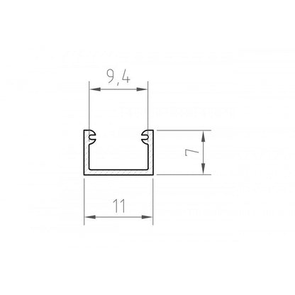 ELTIE 2 METRE MICRO FLAT PROFILE 11 X 7MM (SILVER)