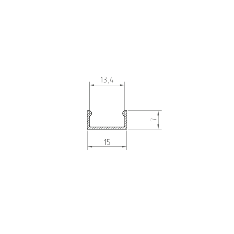 ELITE-FLATSIL 2 METRE FLAT PROFILE 15 X 7MM (SILVER)