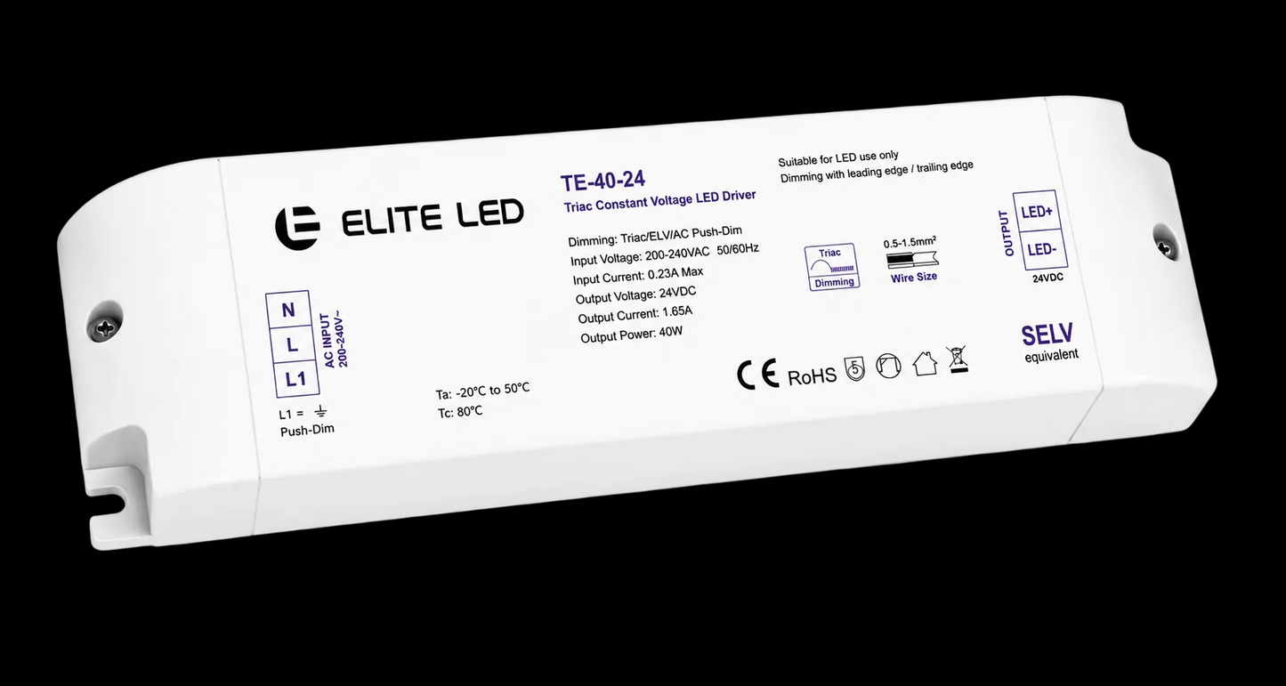 ELITE LED 24V 40W TRIAC DIMMABLE LED DRIVER